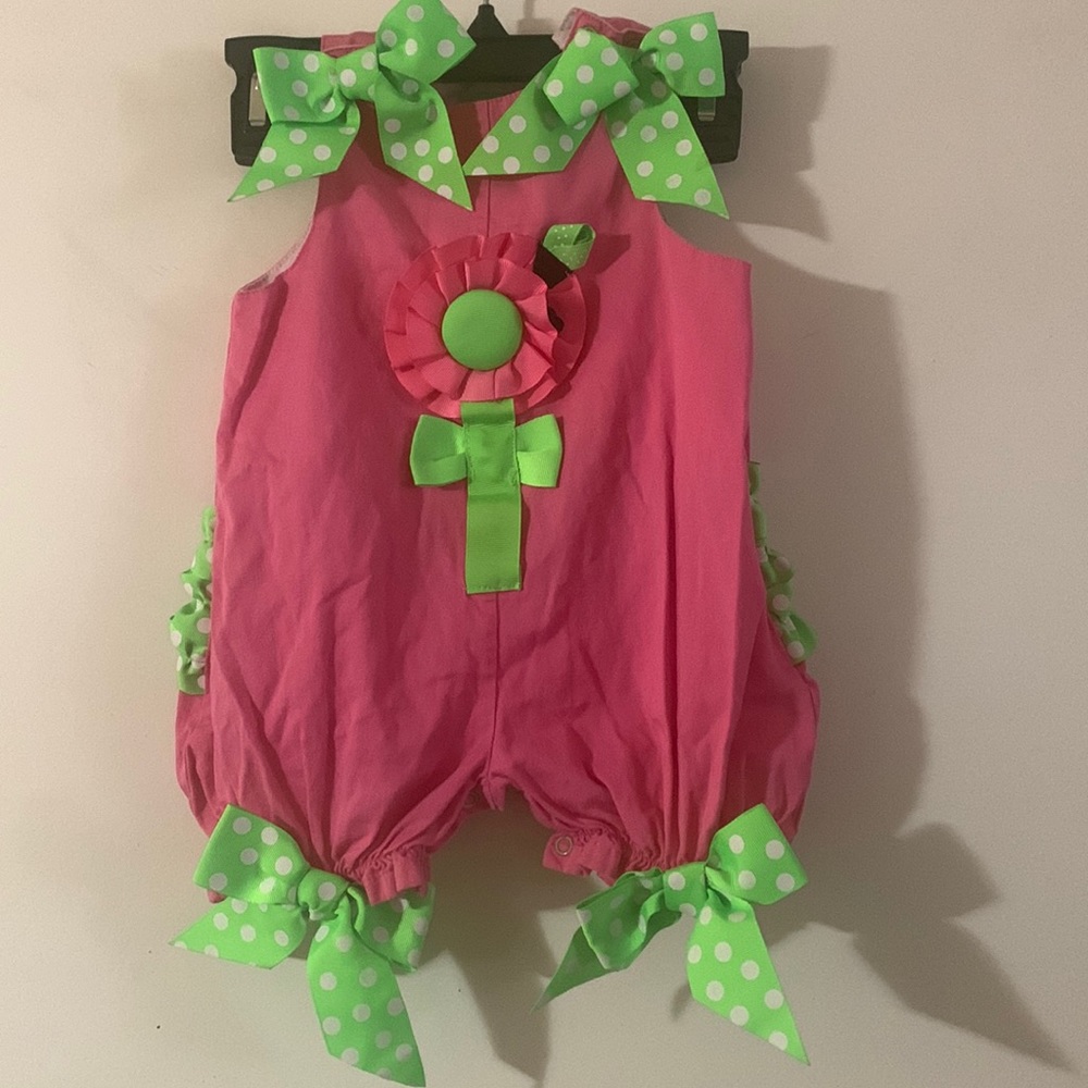 Mud Pie Pink Romper with Polka Dots Bows! 🎀